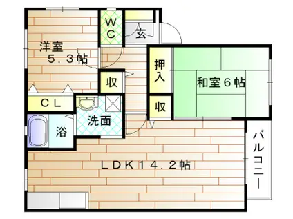 フルハウスB(2LDK/1階)の間取り写真