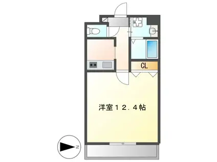 鶴羽之彩(1K/2階)の間取り写真