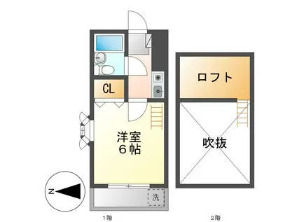 クレアコート港(1K/2階)の間取り写真