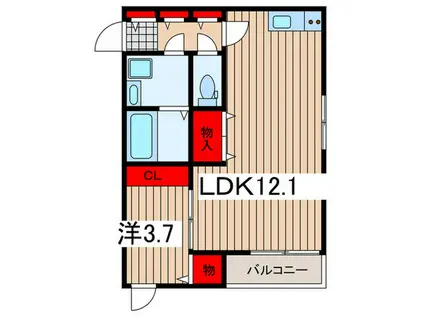 DIMORA K(1LDK/2階)の間取り写真
