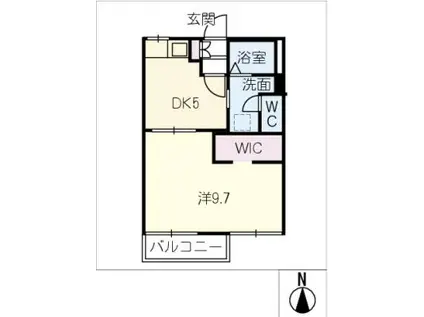 ハリープラザ三陽F棟(1DK/2階)の間取り写真