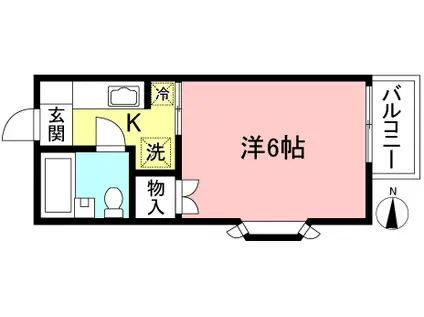 カームヒル(1K/2階)の間取り写真