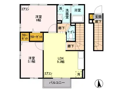 ハーモニー(2LDK/2階)の間取り写真