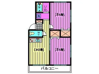 横田ハイツ(2DK/2階)の間取り写真