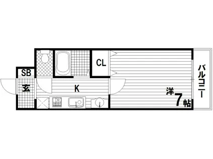 アンピエスK(1K/3階)の間取り写真
