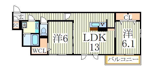 グラーティア(2LDK/1階)の間取り写真