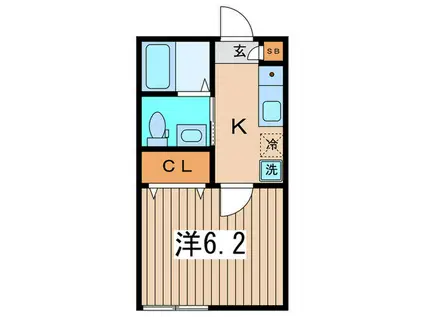 メゾン・ソレイユ希望ヶ丘(1K/2階)の間取り写真