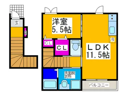 メゾン ド リュンヌ(1LDK/2階)の間取り写真