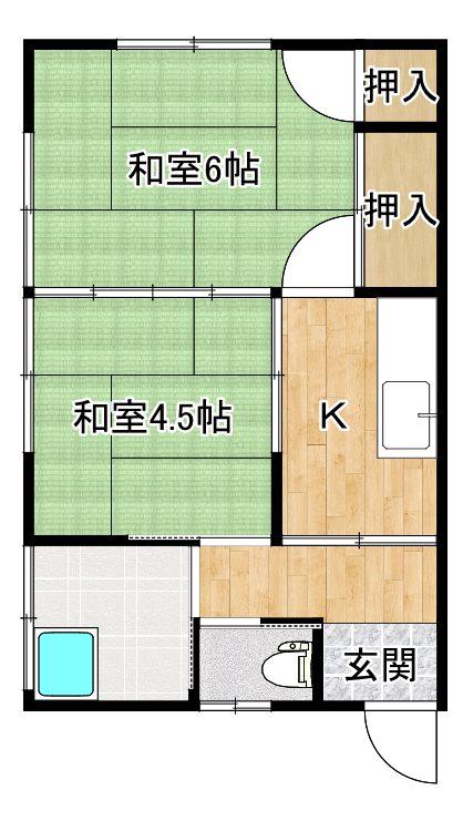中尾山ハイツ(2K/2階)の間取り写真
