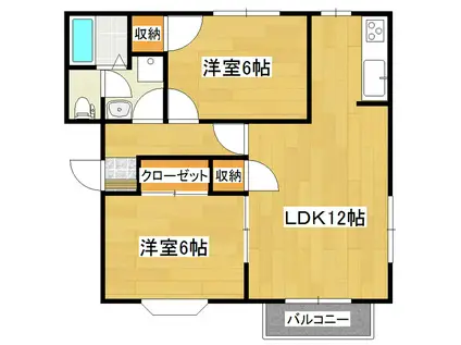 レゾ・ボヌールB(2LDK/1階)の間取り写真