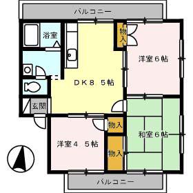 エバーグリーン手城A棟(3DK/3階)の間取り写真
