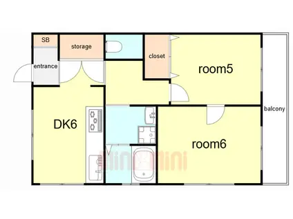 ハイツ清水(2DK/3階)の間取り写真