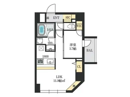 グレースキンエー敷津(1LDK/4階)の間取り写真