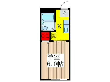 コーポアミ(1K/2階)の間取り写真