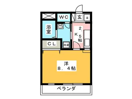 グレイスコート(1K/2階)の間取り写真