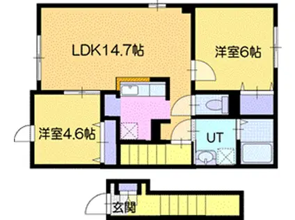 クルン2(2LDK/2階)の間取り写真