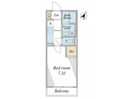 パレットサンク公津の杜B棟(1K/1階)の間取り写真
