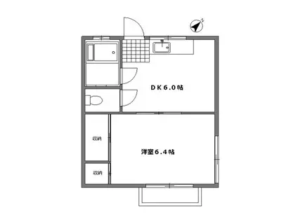 ニューグローティックハイツ(1DK/2階)の間取り写真