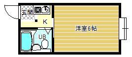 ロイヤル柏原(1K/1階)の間取り写真