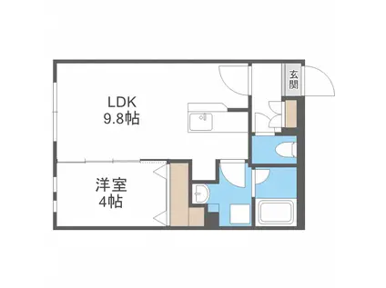 グランドサクセス北6条(1LDK/3階)の間取り写真
