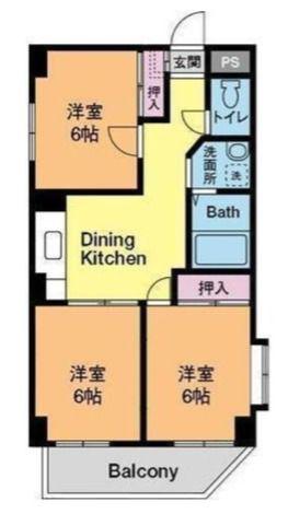 サムマンションズ厚木(3DK/4階)の間取り写真