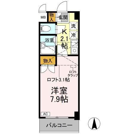 ヴァンテアン清水(1K/4階)の間取り写真