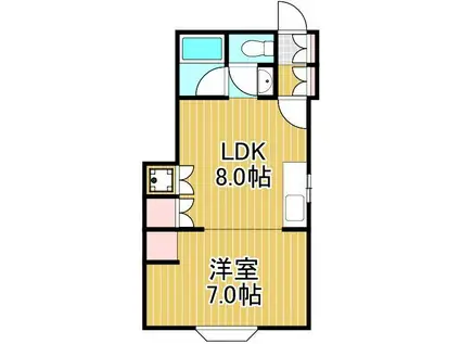 ハウス八木(1LDK/1階)の間取り写真