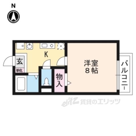 ウイングヒルズ笠山(1K/2階)の間取り写真