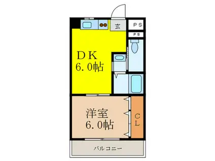 メティス有馬(1DK/3階)の間取り写真