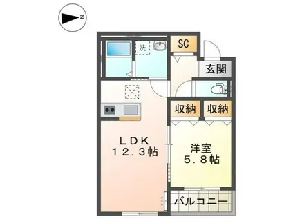 アウローラ本郷町(1LDK/2階)の間取り写真