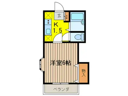 ブリュージュ鷹の台(1K/2階)の間取り写真