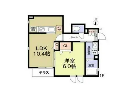 デイブレイク(1K/1階)の間取り写真