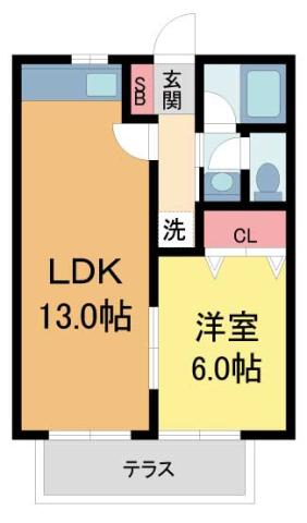サンハイツ土井(1LDK/1階)の間取り写真