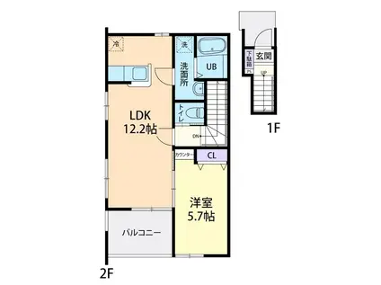 FAMILLEIV A(1LDK/2階)の間取り写真