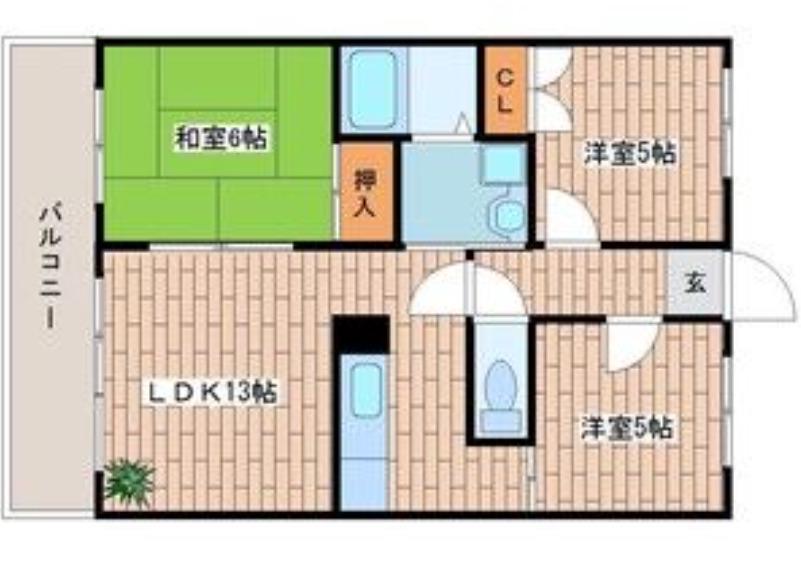 草愛マンションA(3LDK/3階)の間取り写真