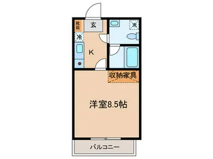 グランパパス(1K/2階)の間取り写真