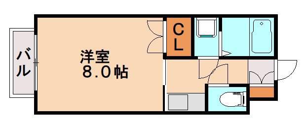 ローズハイツI(1K/2階)の間取り写真