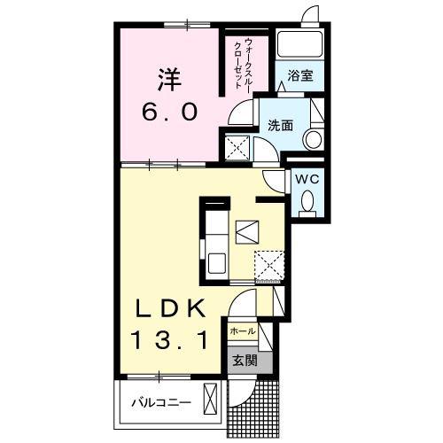 アビタシオン(1LDK/1階)の間取り写真