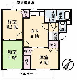 カプリス戸坂中町(3DK/3階)の間取り写真