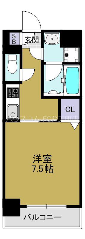 エグゼ大阪ドームII(1K/1階)の間取り写真