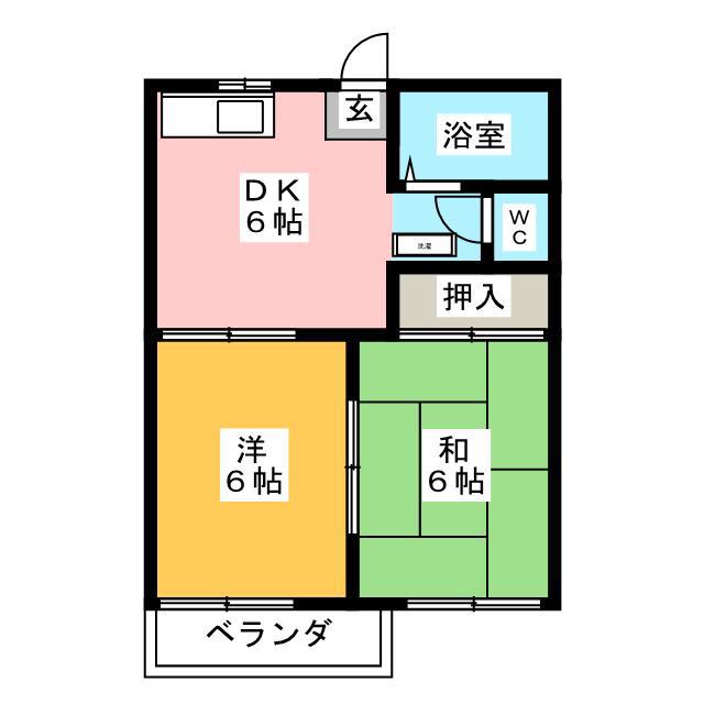 コーポ元町(2DK/2階)の間取り写真