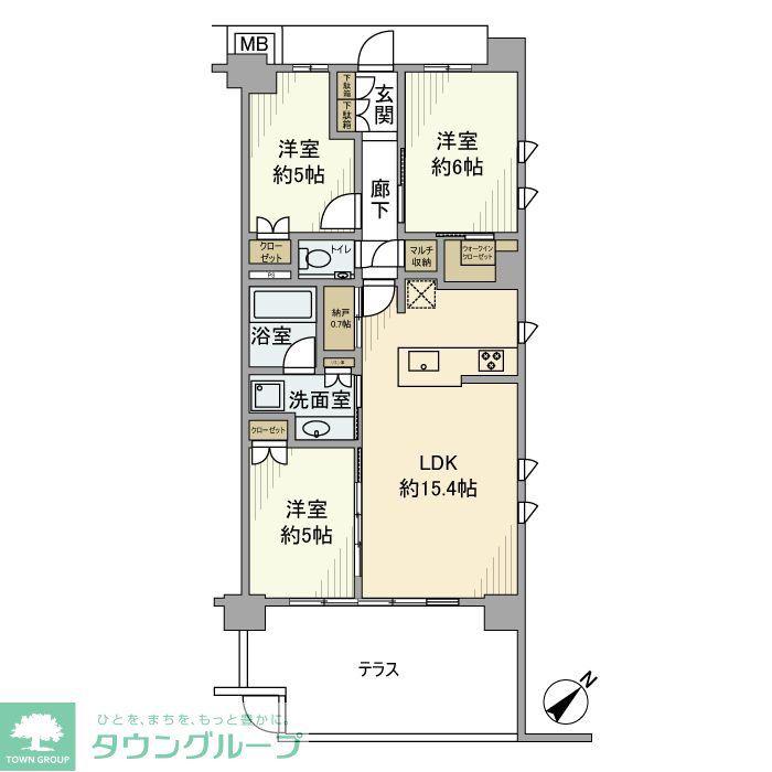 プラウド朝霞台(3LDK/1階)の間取り写真