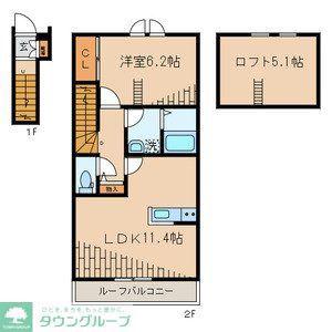 エルカーサHDK(1LDK/2階)の間取り写真
