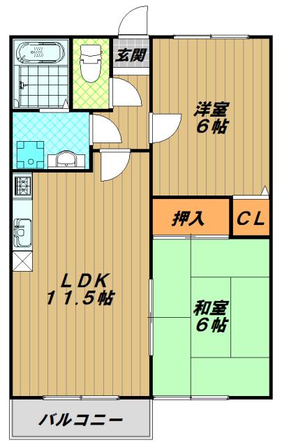 パークハイツ(2LDK/2階)の間取り写真