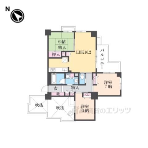 レフィナード嵐山(3LDK/5階)の間取り写真