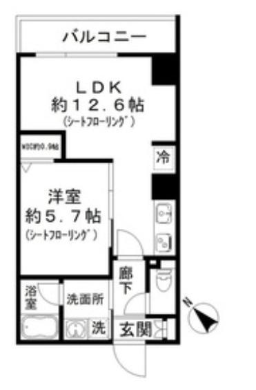 ファインクレスト巣鴨(1LDK/5階)の間取り写真