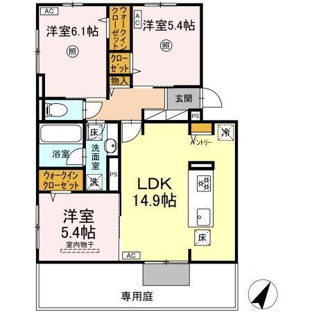 TORISIA相生町(3LDK/1階)の間取り写真