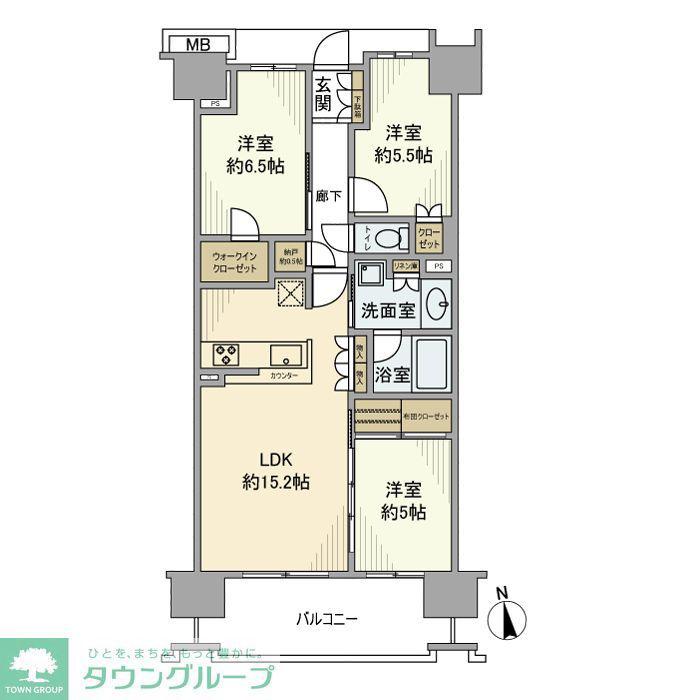 ドレッセ横浜十日市場サニーテラス(3LDK/13階)の間取り写真