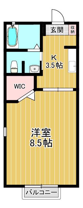 ソヴール(1K/1階)の間取り写真