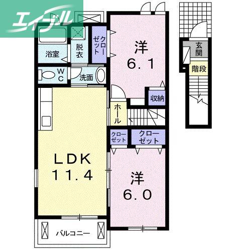 EXCEED B(2LDK/2階)の間取り写真